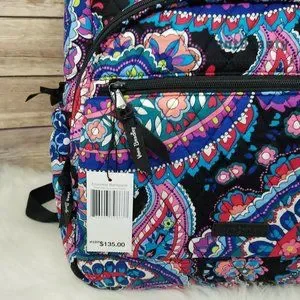 Vera Bradley Essential  Backpack Haymarket Paisley Blue Black Quilted Cotton New Vera Bradley Small Backpack-Dreamer Paisley : Vermont Gear  main image 4